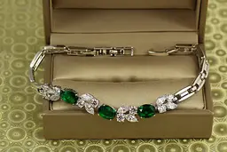 Браслет Xuping Jewelry Зіркопад з зеленими 17,5 см сріблястий