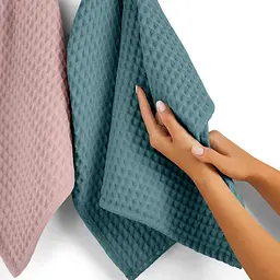 Рушники вафельні Cosas Greek Waffle Dream CS3 2 шт., 75x95 см/75x130 см, темно-зелені/бежево-рожеві - мініатюра 8