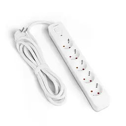 Мережевий подовжувач VIDEX ONCORD з/з 5п 3м (3x1.5мм) з кнопкою White VIDEX (27689-000) - мініатюра 2