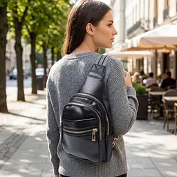 Цікава жіноча сумка з однією лямкою через плече з екошкіри Vintage 22759 чорна - мініатюра 2