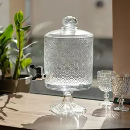 Диспенсер для напоїв Yiwu Лимонадниця Lace HP-19-287 4.5л з краном скляна прозора