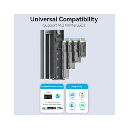 Кишеня зовнішня Vention SSD M.2 (NVME) M-key USB Type-C 3.2 10Gbps Heat Sink Aluminum (KPKH0) - мініатюра 6