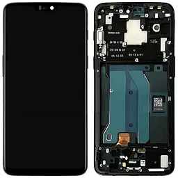 Дисплей OnePlus 6 A6003 чорний, Amoled, PRC переклеєне скло, з рамкою, Mirror Black