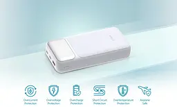 Акумулятор портативний літій-іонний D-Link Power Bank 20000мА*рік, 65Вт PD 3.0, QC 3.0, 2xUSB-C, 1xUSB-A з дисплеєм, білий - мініатюра 4
