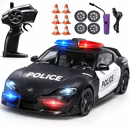 Дитяча радіокерована машина Toyota Supra MK5 поліція 1:24 4WD дрифт авто з сиреною підсвіткою та пультом