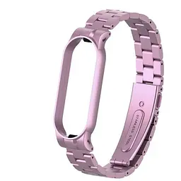 Ремінець для фітнес-браслета Boorui для Xiaomi Mi Band 5 і 6 металевий рожевий