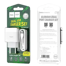 Адаптер мережевий Hoco Lightning Cable Glorious C73A - мініатюра 8