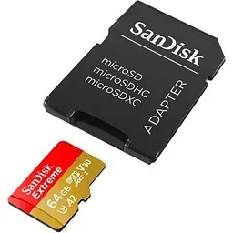 Карта пам'яті SanDisk 64GB microSD class 10 UHS-I Extreme For Action Cams and Dro (SDSQXAH-064G-GN6AA) - мініатюра 2