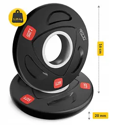 Диск олімпійський 4FIZJO 2 x 1.25 кг 51 мм металевий, прогумований Black (P-5905973401258) - мініатюра 2