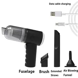 Автомобільний пилосос 120Вт, від USB + 3 насадки / Ручний пилосос AS-228 / Бездротовий пилосос для машини - мініатюра 7