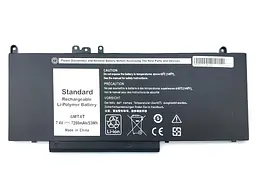 Акумулятор для Dell 6MT4T Latitude 14 E5470, E5570, E5450, Precision M3510 (TXF9M 79VRK 07V69Y 7V69Y) (7.4V 7200 mAh 53Wh) - мініатюра 2