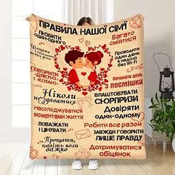 Плед 3D з побажаннями Привила нашої сім'ї 4075_B 17123 135х160 см