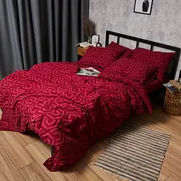 Комплект постільної білизни Moon&Star Бязь Gold Люкс Burgundy Charm двоспальний 175х210 наволочки 4х50х70 - мініатюра 6