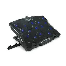 Підставка під ноутбук IceCoorel K12, 10-17", 15 * 60mm 2500±10% RPM, корпус пластик + алюміній, TYPE-C + USB, 400x305x39mm, Black, Box, Q10