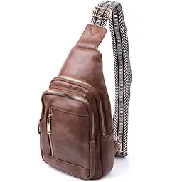 Зручна слінг сумка для жінок з екошкіри Vintage 22747 коричнева - мініатюра 5