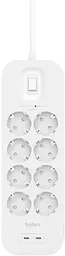 Мережевий фільтр-подовжувач Belkin Surge Protections SRB004VF2M-V2 White, 8хТип F, 3x1.5мм кв, 16 А, USB-C/USB-C 30 Вт, захистом від - мініатюра 2