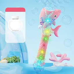 Пістолет з мильними бульбашками H038 Shark + bottle 50ml Pink - мініатюра 2