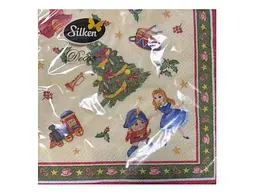 Серветки з малюнком Новий Рік SILKEN 18шт паперові ЛУСКУНЧИК 33x33 3шар