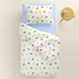Дитяча постільна білизна в ліжечко BUTTERFLY SC13, жовтий (ButterfliesGrayYellow_62Maya_140) - мініатюра 2