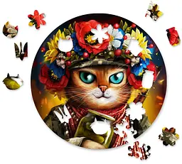 Дерев’яний пазл в коробці Кішка Захисниця