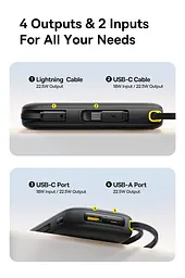 Зовнішній акумулятор із 2 вбудованими кабелями Baseus Qpow 3 20000mah 22.5w C + L чорний - мініатюра 8