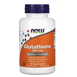 Амінокислота NOW Glutathione 500 mg, 60 вегакапсул