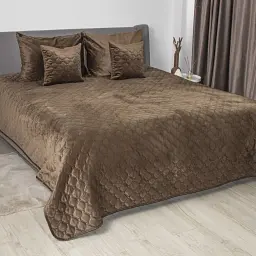 Покривало ТЕП велюрове Velour Ромб круглий 220x240 см кавове - мініатюра 2