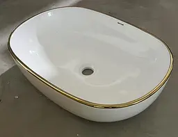 Умивальник накладний Mixxus Premium Ellipse-0105 Edge Gold 600x400x150 мм MP6564, Білий - мініатюра 5
