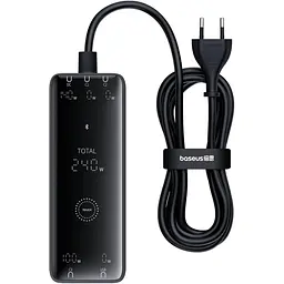 Зарядний пристрій Baseus Digital GaN Intelligent Desktop Fast Charger 240W (3xType+C+USB+DC) (With Cable DC to DC black (P10163901113-00) - мініатюра 4
