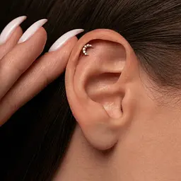 Сережка для хеліксу з жовтого золота Luna Spark (з40107)