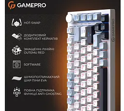 Клавіатура ігрова механічна GamePro GPMK-160-BL Warden Genesis Red Outemu Swithes Hot-Swap White-Blue - мініатюра 13