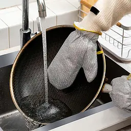 Багатофункціональна металева кухонна перчатка рукавиця для миття посуду і захисту рук, Kitchen Master Сірий 86853 - мініатюра 9