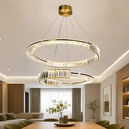 Підвісна LED-люстра Artlight 561/80+60 із двома кришталевими кільцями, латунь, 165 Вт, від 20-30 м²