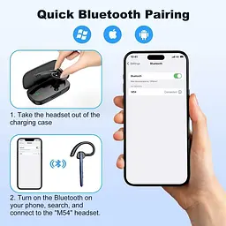 Професійна Bluetooth-гарнітура New Bee M54 чорний - мініатюра 9