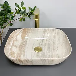 Умивальник VBI Ravenna travertine glossy накладний VBI-011204 - мініатюра 3