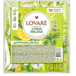 Уцінка. Бленд чаю трав'яного та зеленого Lovare Citrus Melissa 75 г (50 шт. х 1.5 г)