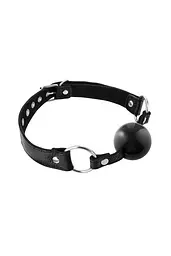 Кляп з силіконовою кулькою Fetish Tentation Premium Leather Black, шкіра
