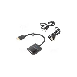 Перехідник HDMI M to VGA F + Micro USB F + 3.5mm F 0.15m black Vention (42161)