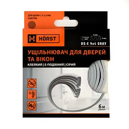 Ущільнювач для дверей клейкий Е-подібний 6 м HORST сірий (DS-E 9x4 GRAY) - мініатюра 9