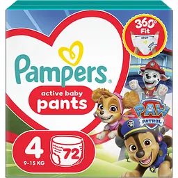 Підгузки-трусики Pampers Active Baby Pants Щенячий патруль Розмір 4 (9-15 кг) 72 шт. 