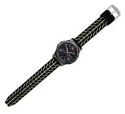 Силіконовий ремінець Primo Splint для годинника Huawei Watch GT 2/GT Active 46 мм Black Yellow - мініатюра 3
