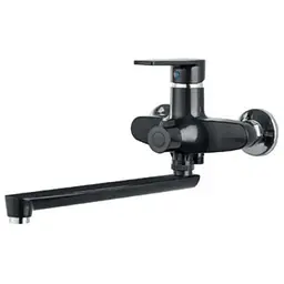 Змішувач для ванни Plamix OSCAR-006 EURO SET BLACK (зі шлангом, лійкою та кронштейном) (MX1896)