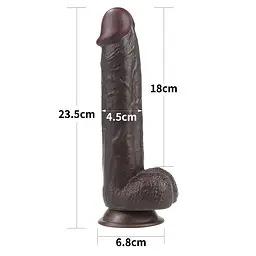 Фалоімітатор - Sliding-Skin Dual Layer Dong 9" Black #1 - мініатюра 2