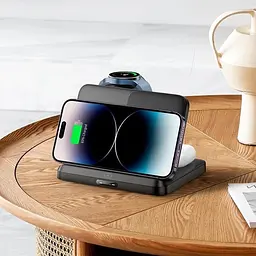 Зарядне бездротове Hoco CQ7 Pass folding 3-in-1 (для смартфонів Samsung + годинника + навушників) - мініатюра 3