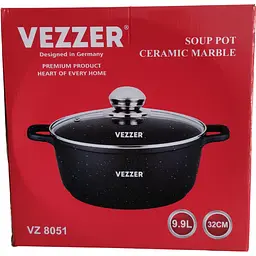 Каструля Vezzer з кришкою 32 см 9.9 л чорна (VZ8051) - мініатюра 7