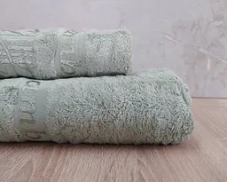Набір турецьких бамбукових махрових рушників Cestepe 50х90+70х140 Bamboo Zumrut Light Green - мініатюра 2