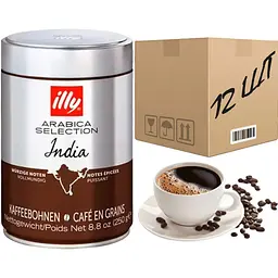 Кава Illy Monoarabica India в зернах 250 г з/б (ящик 12 шт)