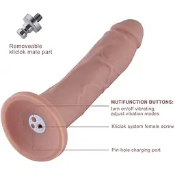 Фалоімітатор 10.2″ із вібрацією для секс-машин Hismith Silicone Dildo with Vibe, KlicLok, пульт ДУ - мініатюра 2