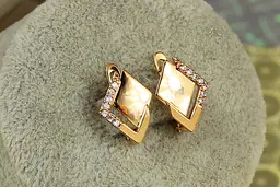 Сережки Xuping Jewelry Подвійний ромб 1,5 см золотисті - мініатюра 4