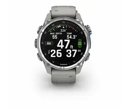 Смарт-годинник Garmin Descent Mk3 43 mm Stainless Steel with Fog Gray Silicone Band (010-02753-04/03) - мініатюра 4